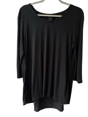 Large Ann Taylor Black Long Sleeve Scoop Neck Tunic Classic Monochrome